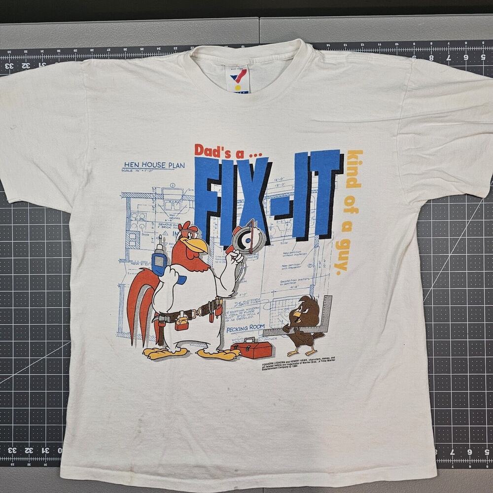 Vintage Looney Tunes Tshirt Large Foghorn Leghorn Henry Hawk 90s Singlestitch